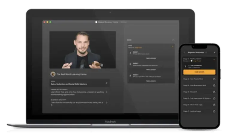 The Real World app running on laptop and phone